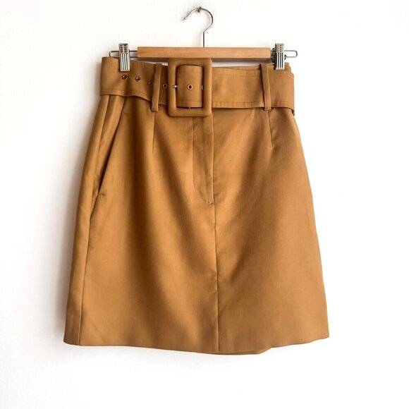 Sportmax Max Mara Short Mini Camel Beige Wide Belt Skirt - Picture 3 of 7